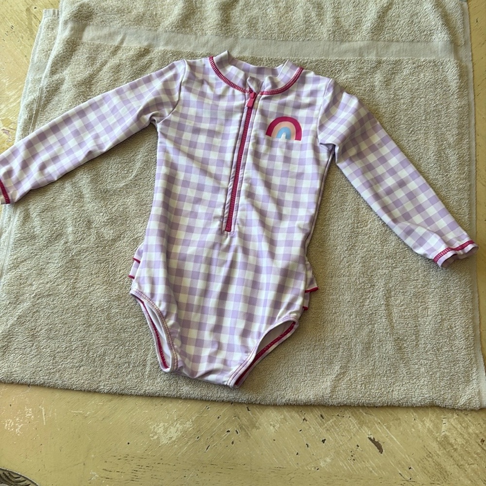 Cat & Jack Lavender Checkered Swimsuit